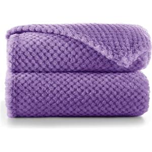 DecoKing Coperta Plaid Pile 70x150 cm per Letto Singolo Calda Accogliente e Spessa in Morbido Velluto Stile Scandinavo Per Letto Divano Sedia Tutte le Stagioni Viola Henry