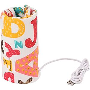 Dilwe Scaldabiberon USB Riscaldamento Rapido Isolato per Biberon per Bambini Materiale in Tessuto a Maglia Portatile (Progettazione di lettere inglesi)