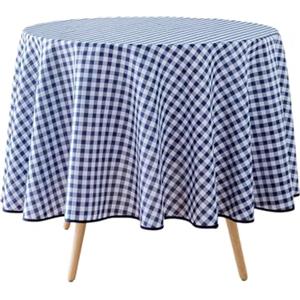 Douceur d'Intérieur Vichy Tovaglia Rotonda, Ø 180 cm, Filati di Poliestere Tinti, Blu