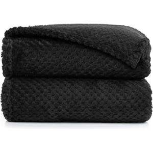 DecoKing Coperta Plaid Pile 70x150 cm per Letto Singolo Calda Accogliente e Spessa in Morbido Velluto Stile Scandinavo Per Letto Divano Sedia Tutte le Stagioni Nero Henry
