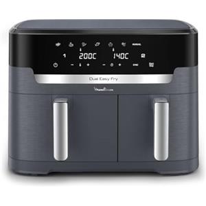 Moulinex Dual Easy Fry XXL, Friggitrice ad Aria 11 Litri, Doppio Cestello Antiaderente Lavabile in Lavastoviglie, Basso Consumo Energetico, 7 Modalità, App Ricette, Colore Java Pepper, EZ942B