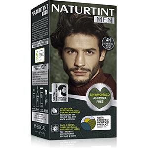 Naturtint Men Biobased | Colorazione Permanente per Uomo Senza Ammoniaca | 100% Copertura dei Capelli Bianchi | Ingredienti Naturali | 4N Castano Naturale | 170 ml
