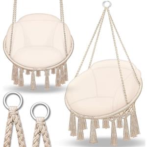 tillvex Poltrona Sospesa con grande cuscino 200kg da Appendere | Amaca Sospesa Interno & Esterno | Sedia Appesa Resistente alle Intemperie | Poltrona Oscillante con Cuscino