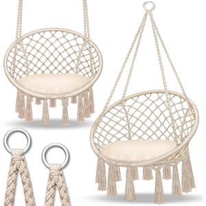 tillvex Poltrona Sospesa 200kg da Appendere | Amaca Sospesa Interno & Esterno | Sedia Appesa Resistente alle Intemperie | Poltrona Oscillante con Cuscino