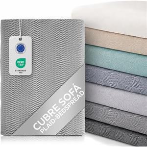 textil-home Textilhome Copridivano e Copriletto Multiuso - Telo Arredo Plaid Foulard Modello Martina, 230x285 cm, Copertura per Divano. Colore Grigio scuro, Certificato OEKO-TEX