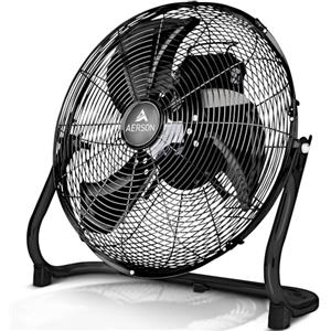 TRESKO AERSON Ventilatore da pavimento 40 cm, con 3 livelli di potenza, ventilatore 75W, alto flusso d'aria, struttura robusta in metallo, angolo di inclinazione ca. 110 gradi
