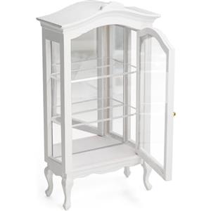 Odoria Casa delle Bambole Vetrine Miniatura: 1/12 Scala Armadietto Libreria per Soggiorno Salotto Vittoriano - Mini Scaffale Vintage Legno Mobile con Ante a Vetro Bianco