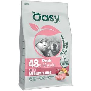 Oasy Cibo Secco Monoprotein per Cani Adulto Medium/Large al Maiale - 10 Kg