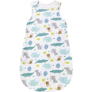 Mosebears Sacco nanna estivo per la primavera e l'estate con animal Cartoon coperta lavabile 1.0 tog per bambini, sacco a pelo senza maniche (18-24 mesi, paradiso animali)