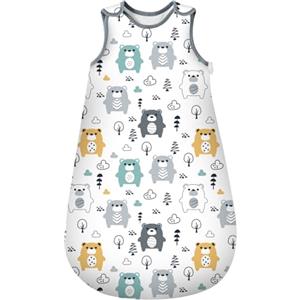 Mosebears Sacco Nanna in Morbido Cotone per Neonati 0-6 mesi 1 Tog Traspirante con Cerniera a Doppio Cursore per Facilitare il Cambio del Pannolino Stampe carine