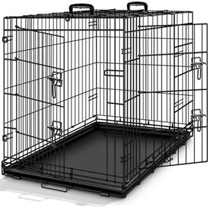 TRESKO Gabbie Pieghevole per Cani e Gatti XXL - 122 x 74,5 x 80,5 cm | Trasportino con 2 Porte in Metallo | Box per Animali | Cuccia Pieghevole con Vassoio Rimovibil