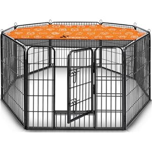 TRESKO® Recinzione Recinto 60 cm per Cani, Gabbia per Cuccioli con 8 picchetti inclusi, Box in Metallo Robusto (77 x 60 cm)