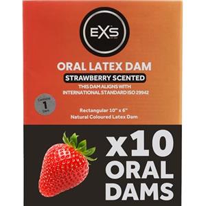 EXS Oral Dam Profumati, Fragola, Migliora la Tua Sicurezza e Piacere, Dam Dentali, Aromatizzati, Confezione da 10