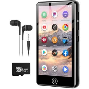 AGXOV Lettore MP3 Spotify da 80 GB con Bluetooth e WiFi, AGXOV MP4 Lettore Musicale con Schermo Touchscreen da 4,02 Pollici, MP3 Android Portatile con Audible, Deezer, Play Store, Nero
