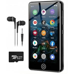 AGXOV Lettore MP3 Spotify da 144 GB con Bluetooth e WiFi, AGXOV MP4 Lettore Musicale con Schermo Touchscreen da 4,02 Pollici, MP3 Android Portatile con Audible, Deezer, Play Store, Nero