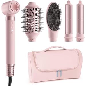 MESCOMB 5 in 1 Air Styler & Spazzola Asciugacapelli, 110000 RPM Multifunzione Asciugatura Rapida, Nessun Danno Termico con Ricci, Liscio Volume con Scatola Portaoggetti Adatto per Fare Regali