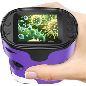 BEBANG 1000X Microscopio Digitale Portatile per Bambini - Schermo 4K 2,0", Elettronico Ricaricabile con Kit di Vetrini - Mini Microscopio da Tasca Regalo Educativo per i 4-12 Anni