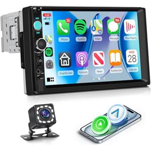 Rimoody Autoradio 1 Din 7 Pollici con Carplay Wireless - Android Auto, Mirror Link, Bluetooth, Schermo IPS, USB/SD, Controllo al Volante, Telecamera Posteriore