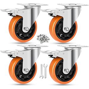 W B D WEIBIDA 100mm Ruote per Mobili Pesanti, Capacità 540kg Sposta Mobili con Ruote, Abbastanza Commovente e Durevole Ruotelle Pesanti con 4 Freno, per Mobili, Banchi da Lavoro e Industriali Set di 4
