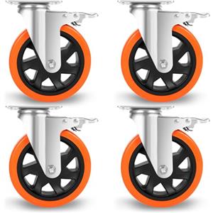 W B D WEIBIDA 150mm Ruote per Mobili Pesanti con 4 Freno, Facile da Spostare e Silenzioso Ruote Girevoli, Capacità 1000kg Ruote per Spostare Grandi Mobili, Banchi da Lavoro e Industriali, Set di 4