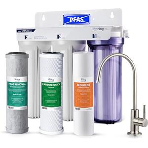 iSpring US31-PF Filtrazione Acqua Sotto Lavello Classico a 3 Stadi per Acqua Potabile, Riduzione PFAS Testata da SGS, Filtro Senza Serbatoio, Filtro ad Alta Capacità per Lavandino, Confezione da 1