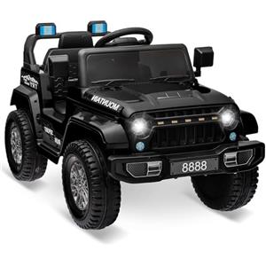 RBFGYIOP Macchina Elettrica per Bambini 12V con Telecomando Parentale, 2 Motori da 35W, Jeep Elettrica con Sospensioni, Luci LED, Musica, Cintura di Sicurezza e Velocità 5km/h, Ideale 3-6 Anni, Nero