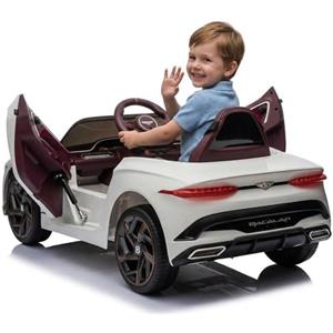 RBFGYIOP Auto Macchina Elettrica Per Bambini Bentley‌, Telecomando Parentale o Guida Da Bambini, Portiere a Forbice, Sospensioni, 3 Velocità, Luci LED, Clacson, Ideale 3-8 Anni, Fino a 30kg (Bianco)