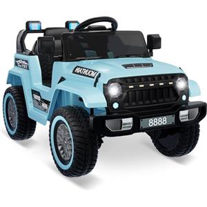 RBFGYIOP Macchina Elettrica per Bambini 12V con Telecomando Parentale, 2 Motori da 35W, Jeep Elettrica con Sospensioni, Luci LED, Musica, Cintura di Sicurezza e Velocità 5km/h, Ideale 3-6 Anni