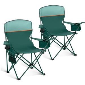 HIGH POINT SPORTS Sedia da Campeggio Pieghevole, Set da 2 Pezzi, fino a 102 kg, Sedie Pieghevoli da Esterno, Sedie da Campeggio,Sedie da pesca con Braccioli (Verde)