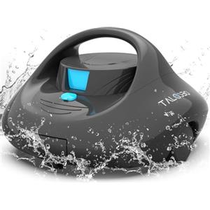 TALOSBO PLECO SE Robot per Piscina Fuori Terra e Interrata, Ricarica Rapida 2.5 Ore, Autonomia 130 Mins, Doppia Trazione, Pulizia Potente, Adatto per Piscine Fino a 85 m²