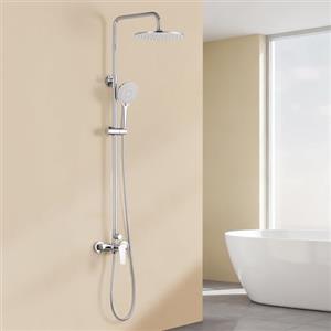 Auralum Colonna Doccia con Miscelatore, Saliscendi Doccia con Soffione e Doccetta 3 Modalità, Saliscendi Doccia Acciaio Inox Altezza Regolabile 90-130cm, Kit Doccia con Soffione e Doccetta Cromo
