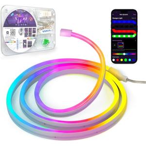 Kangtaixin Neon Striscia LED 1M, Silicone Luci al Neon Flessibile Funziona con APP, DIY Forma, Sincronizzazione Musica, Camera, Cortile, Giardino, Patio, Gaming, Festa Decorazione