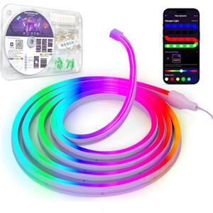 Kangtaixin Neon Striscia LED 2M, Silicone Luci al Neon Flessibile Funziona con APP, DIY Forma, Sincronizzazione Musica, Camera, Cortile, Giardino, Patio, Gaming, Festa Decorazione