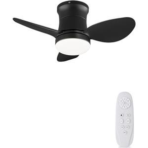 AUTODAY Ventilatore da soffitto con illuminazione e telecomando - Ventilatori da soffitto da 62 cm per interni ed esterni, silenziosi ventilatore da soffitto con luce da 18 W, motore DC 15 W, 6