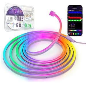 Kangtaixin Neon Striscia LED 3 Metri, Silicone Luci al Neon Flessibile Funziona con APP, DIY Forma, Sincronizzazione Musica, Camera, Cortile, Giardino, Patio, Gaming, Festa Decorazione
