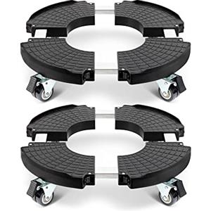 W B D WEIBIDA Sottovaso con Ruote Ø 40-54cm capacità 200 kg, Carrello Portavasi Rotondo Ruotabile a 360°, Portavaso con Ruote per Interni ed Esterni, Adatto per Fioriera, Ombrelli, 2 pacchi, Nero
