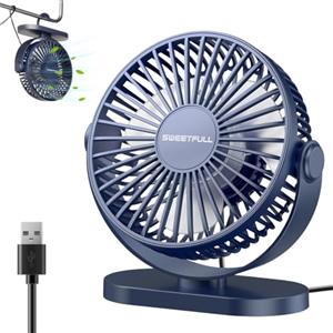 LULUWA Mini Ventilatore da Scrivania USB, Piccolo Silenzioso 3 Velocità Rotazione a 360° Regolabile 12.7 cm Gadget di Raffreddamento da Tavolo per Ufficio su Scrivania (Blu)