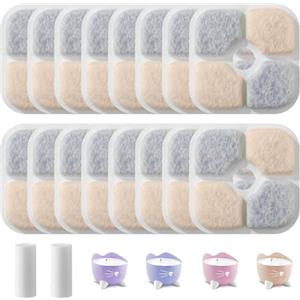 LCXCXY 16 Filtri Fontanella per Gatti e 2 tubi per Fontana Pixi. filtri per distributore d'acqua per gatti in carbone attivo, resina e tessuto non tessuto, ad alta efficienza
