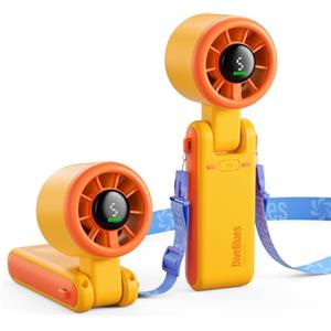 Diveblues Ventilatore Portatile a Mano, Raffreddamento Turbo 10m/s, 5 Velocità, Batteria Ricaricabile, Fino a 12 Ore di Autonomia, Ventilatore da Tavolo e Collo per Esterni, Viaggi, Zona Splash