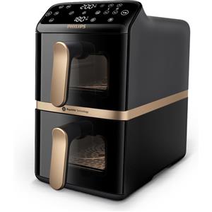Philips Serie 4000 Airfryer doppio cestello Verticale, Friggitrice ad aria da 10L, 13 metodi di cottura, Rivestimento ceramica PFAS Free, Pulizia in l