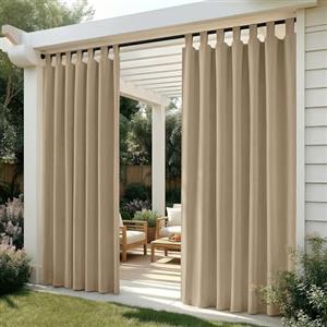 Deconovo Tende da Sole per Esterno 132x214 cm, Set da 2 Tende Idrorepellenti Oscuranti e Termiche con Passanti, per Gazebo, Pergola, Balcone, Terrazza e Veranda, Cachi