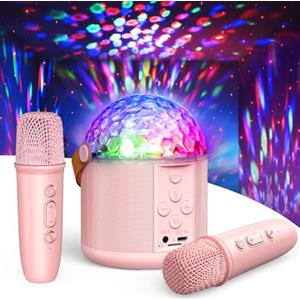 Dislocati Karaoke per Bambini & Adulti con Luci Discoteca, Regalo Bambina 5-12+ Anni Cassa Bluetooth con Microfono Bluetooth Giocattolo Musicale per Feste - Regali Natale Bambini (Rosa)