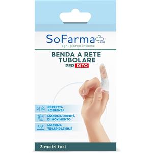 SOFARMA PIÙ Benda Tubolare Elastico per Dita - 3 Metri, Massima Aderenza e Libertà di Movimento