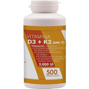 Natural Sprint D3 K2 - Vitamina d3-k2 500 Compresse - Vit D3 2000 UI + Vit K 200 µg. Supporta Ossa, Denti, Muscoli Articolazioni & Sistema Immunitario. Vitamina D3k2 Alta Qualità - Alto Dosaggio di Vit.D3