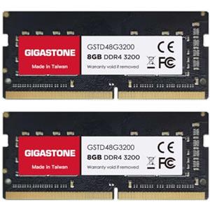 Gigastone 【DDR4 RAM Solo Notebook】GIGASTONE 16GB Kit(2x8GB) DDR4 3200MHz (2933MHz or 2666MHz) PC4-25600 (PC4-23400/21300) CL22 1.2V SODIMM 260pin Memoria notebook-Unbuffered Non-ECC, alte prestazioni