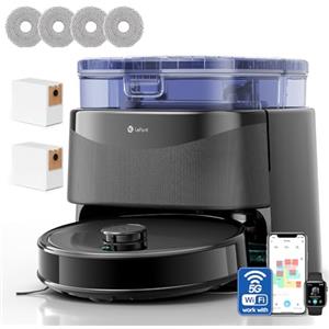 Lefant M3 Ultra Robot Aspirapolvere Lavapavimenti con Mappatura, Laser dToF 360°, 23000Pa, Mop Rotanti 75°C con Asciugatura, Autosvuotamento 3,2L, Evitamento PSD, WiFi 2.4G/5G, Alexa/App, Nero
