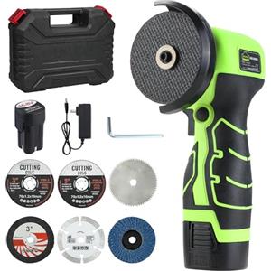 DEWINNER Smerigliatrice Angolare Senza Fili 19 500 RPM - Fresatrice 76mm, 2 Batterie 2000mAh, 6 Dischi di Taglio e Valigetta di Trasporto - Per Molatura, Lucidatura, Taglio