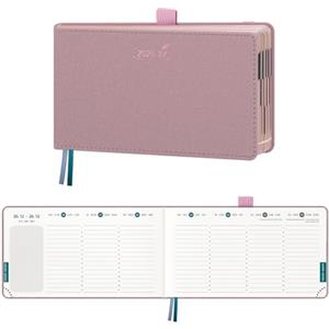 BEZEND Agenda 2026 2027 Settimanale Tascabile, 18 Mesi da Lug.26 a Dic.27, Diario Scuola Piccola 9,4 x 16,7 cm, Formato Orizzontale, Bordo in Oro Rosa, Copertina Rigida in Pelle PU, Rosa