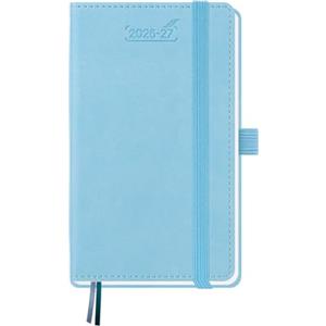 BEZEND Agenda 2026 2027 Settimanale Tascabile A6 15,5 x 9 cm, 18 Mesi Diario Scuola Piccola da Lug.26 a Dic.27, Portapenne, Copertina Rigida in Pelle PU - Blu Cielo