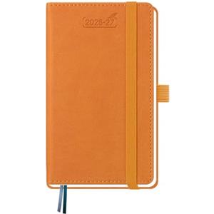 BEZEND Agenda 2026 2027 Settimanale Tascabile A6 15,5 x 9 cm, 18 Mesi Diario Scuola Piccola da Lug.26 a Dic.27, Portapenne, Copertina Rigida in Pelle PU - Arancione